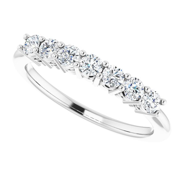 0.42 ct. Round Cut Diamond Wedding Band 7 Stone Anniversary Ring-VIRABYANI